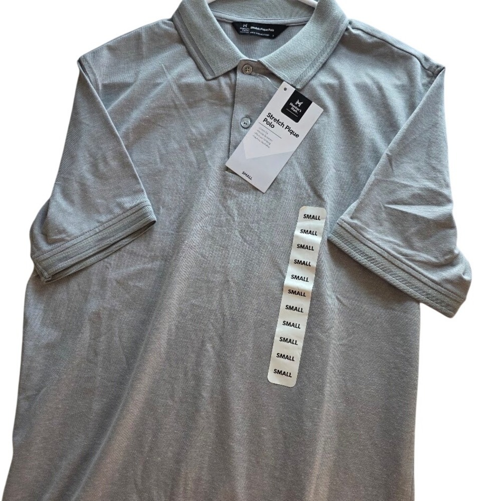 Member's Mark Mens Stretch Pique Polo Shirt‎ Gray Short Sleeve Small NWT